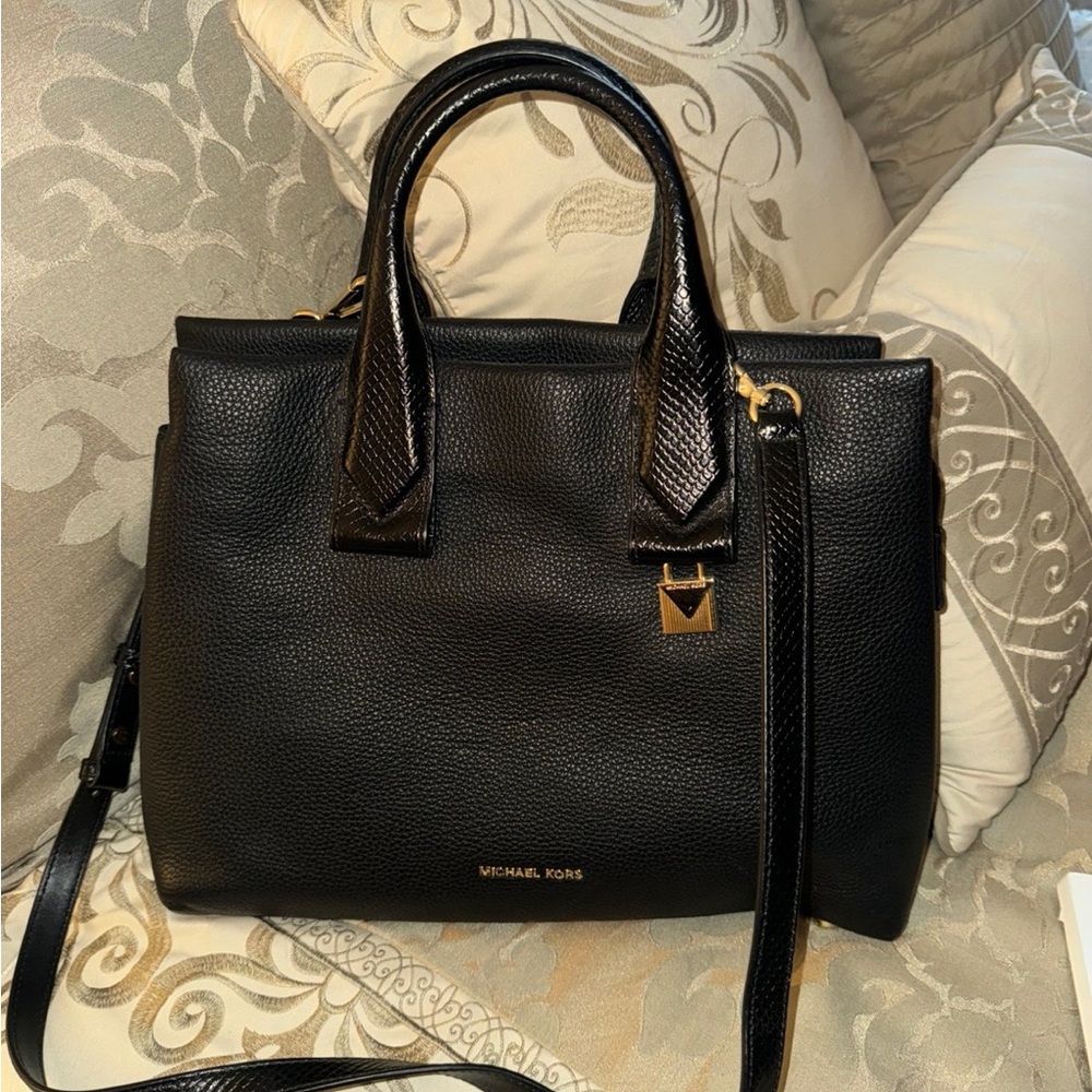 Michael Kors Black Textured Satchel